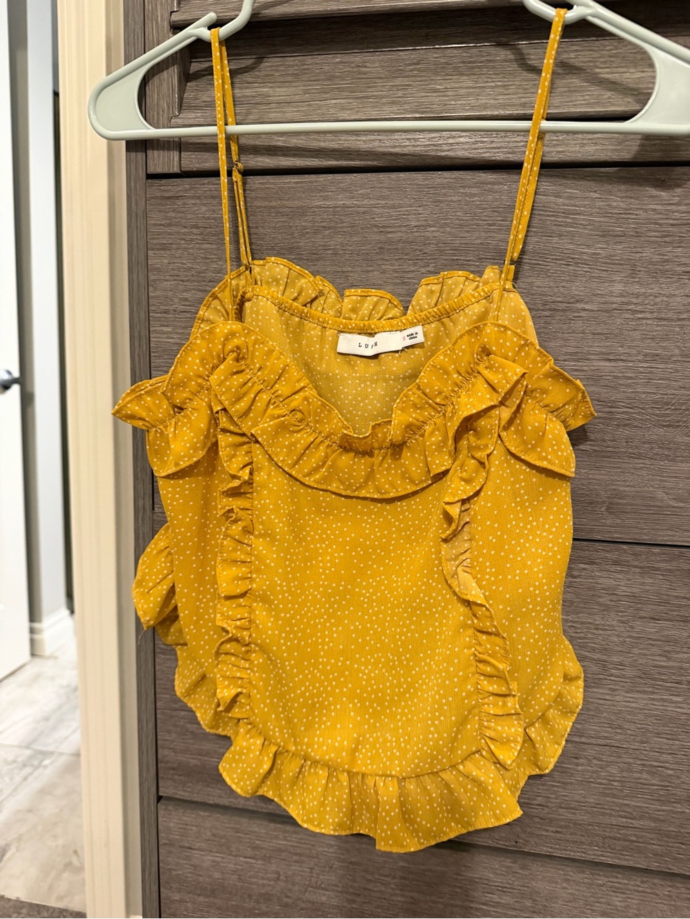 Lush Mustard Dot Ruffle Cami